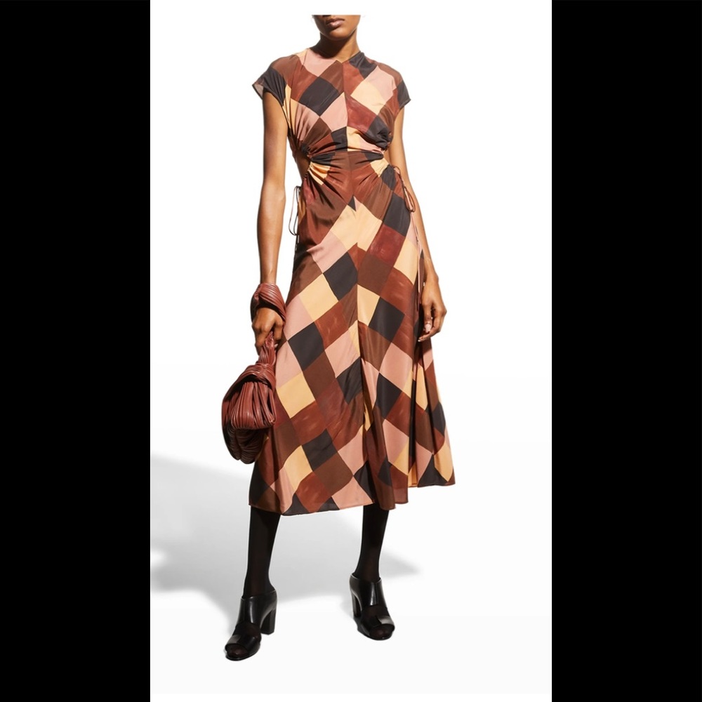 A.L.C. Amira cutout Silk patchwork dress                    size 4 NEW WITH TAGS